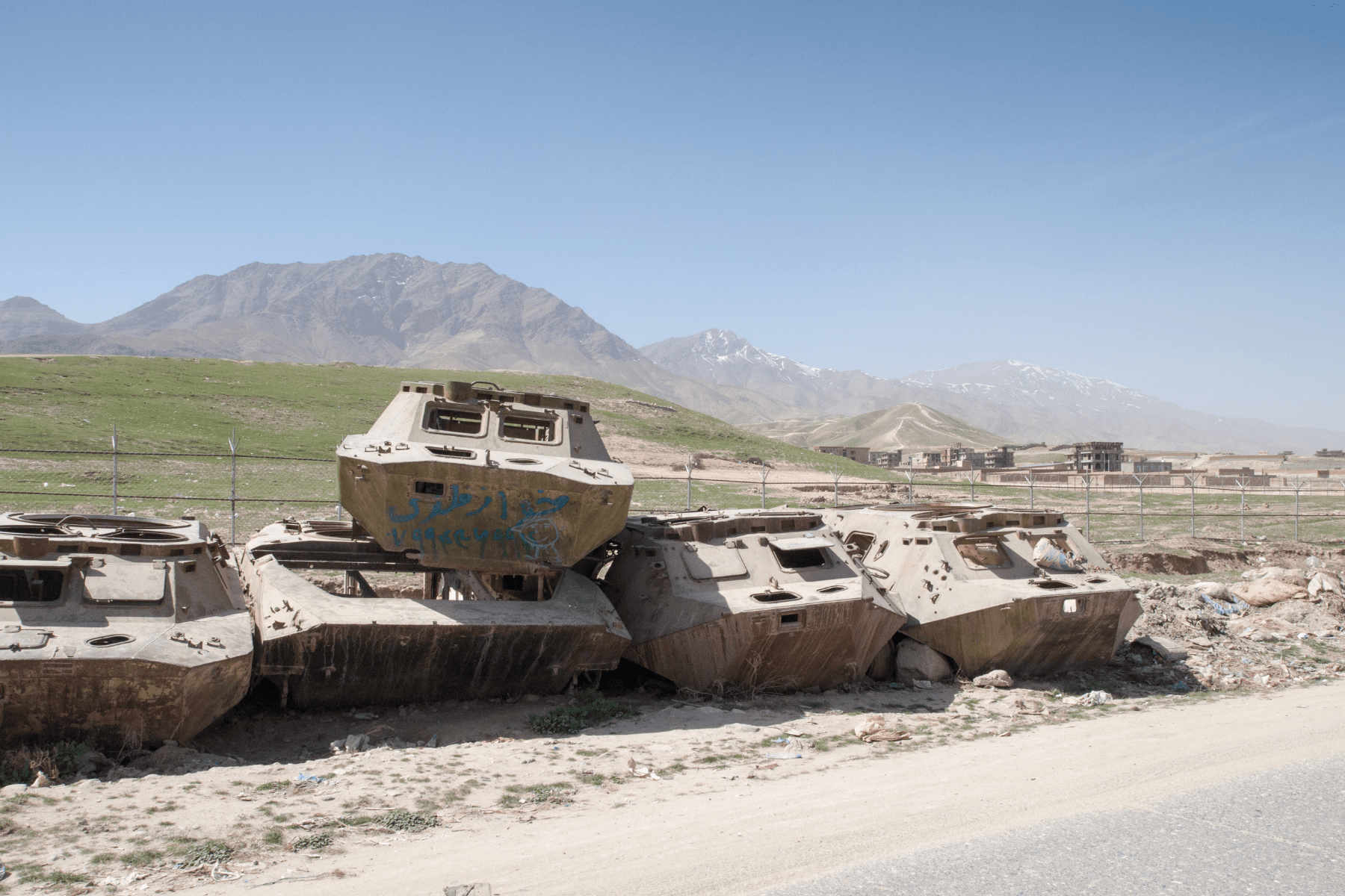 Images of war. Piles of tanks.