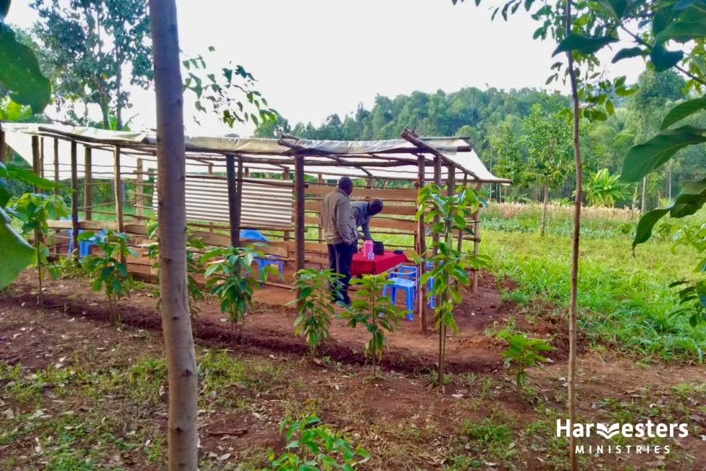 Church Planted in a field in Kenya. Harvesters Ministries