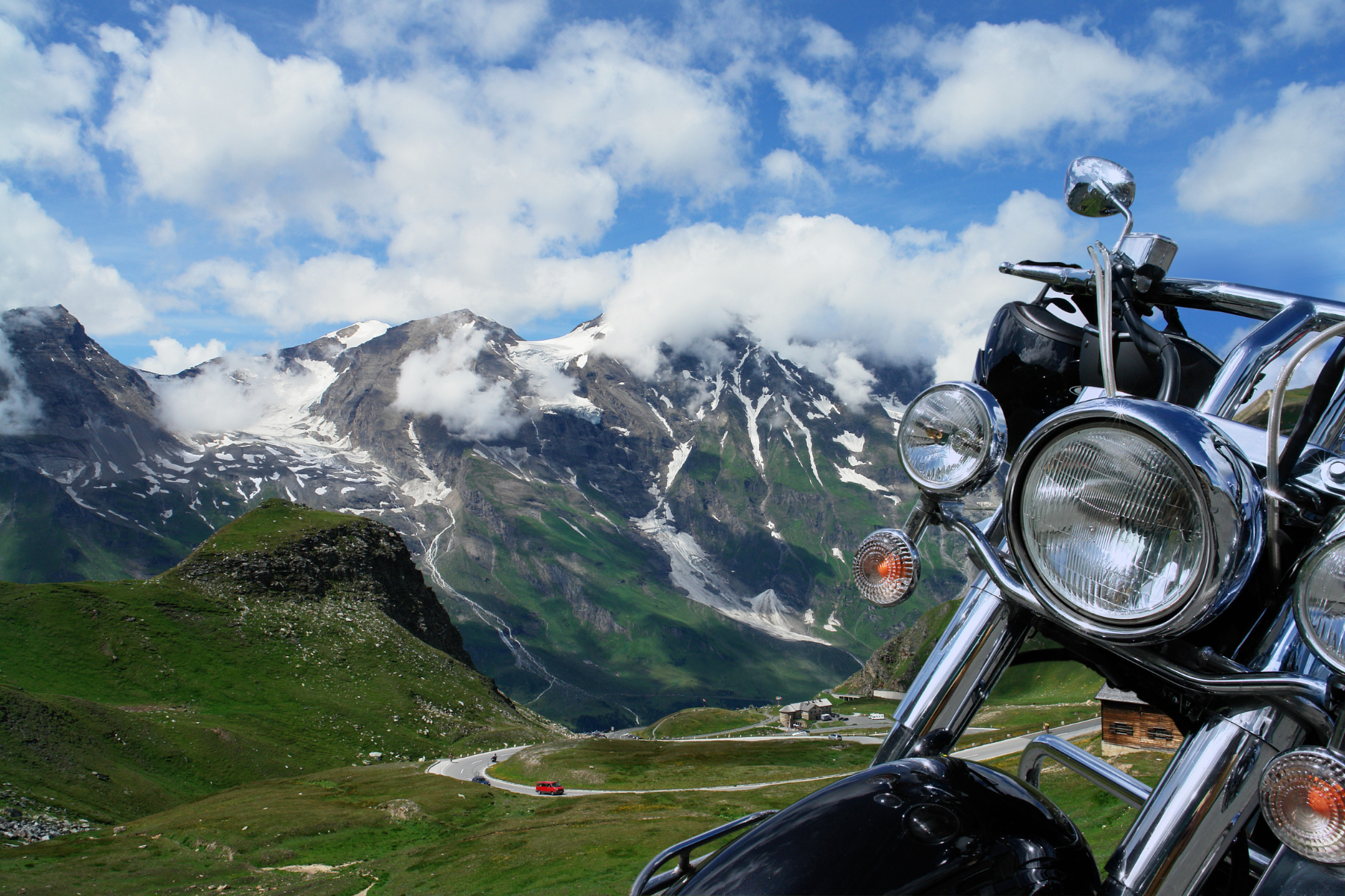 Motorbike in mountains