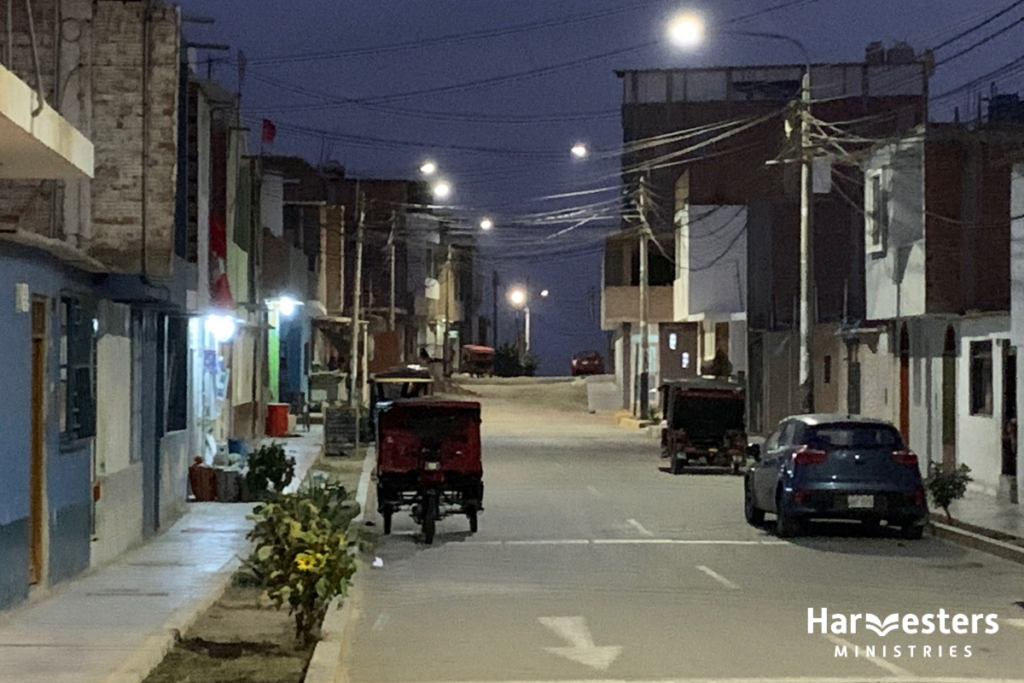 Neighbourhood at night. Harvesters Ministries